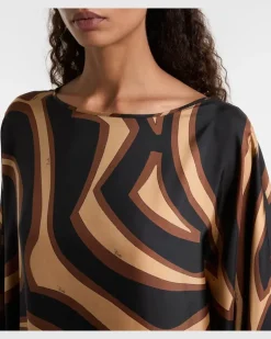 Kaftan Labirinto aus Seidensatin Braun