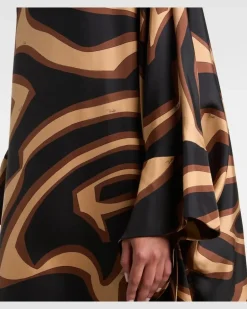 Kaftan Labirinto aus Seidensatin Braun