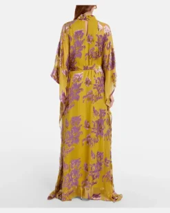 Kaftan Leonor mit Fil Coupé Gelb