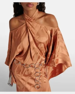 Kaftan Mambo Psychedelia aus Satin Braun