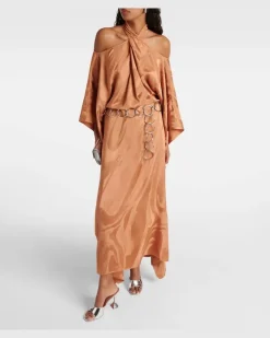 Kaftan Mambo Psychedelia aus Satin Braun