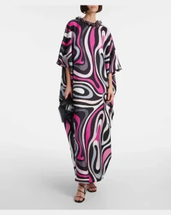 Kaftan Marmo aus Seiden-Twill Multicolor