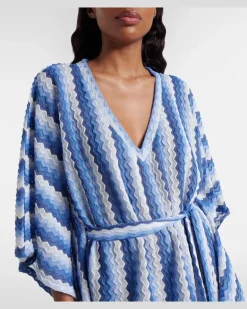 Kaftan Petra aus Häkelstrick Blau
