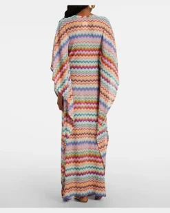 Kaftan Zigzag aus Häkelstrick Multicolor