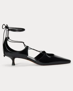 Kalbsleder-Kitten-Heel mit Schnürdesign Black