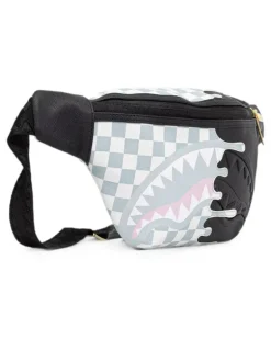 Karierte Gürteltasche mit Hai-Motiv - Schwarz