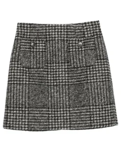Karierter Anzug mit Knopfdetail - Grau