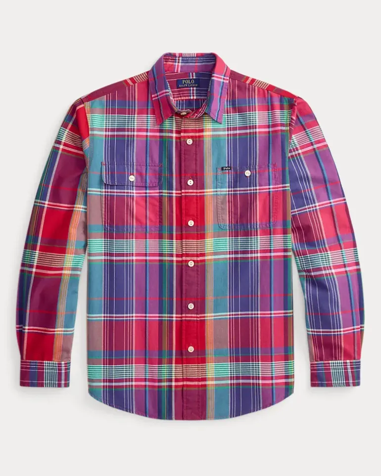 Kariertes Classic-Fit Oxford-Arbeitshemd Red