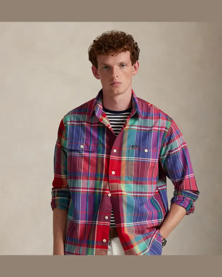Kariertes Classic-Fit Oxford-Arbeitshemd Red