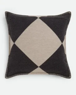 Kariertes Jacquard-Kissen-Grau & Silberfarben - Unisex