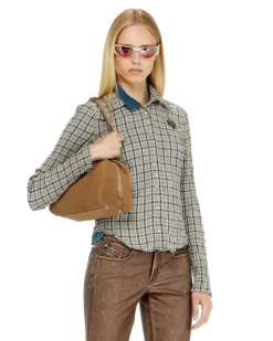Karohemd mit Seersucker-Effekt - Hemden - Damen - Grau
