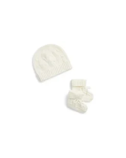 Kaschmirmütze und Babyschuhe im Set White