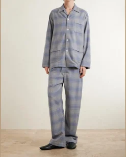Kelburn 52 Checked Cotton Pyjama Set Blue