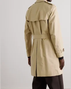 Kensington Belted Double-Breasted Cotton-Gabardine Trench Coat Neutrals