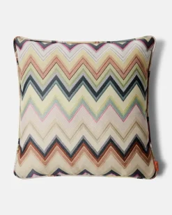 Kissen Agadir Zig Zag aus einem Baumwollgemisch Multicolor