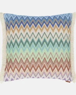 Kissen Margot Zigzag aus Häkelstrick Multicolor