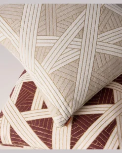 Kissen Nastri aus einem Baumwollgemisch Beige
