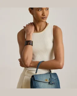 Kleine Beuteltasche Farrah aus Denim Blue