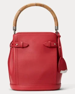 Kleine Beuteltasche Ralph Lauren aus Kalbsleder Red