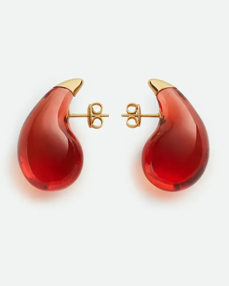 Kleine Drop Ohrringe-Rot - Damen