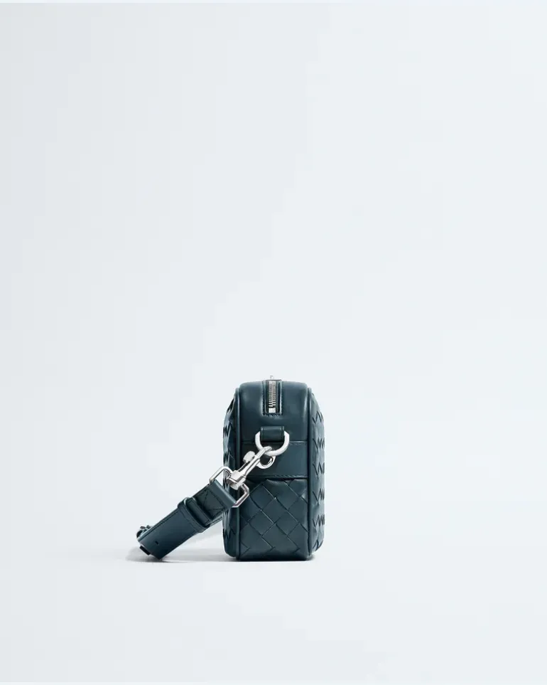 Kleine Intrecciato Camera Bag-Blau - Herren