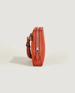 Kleine Umhängetasche aus Sartorial Leder - Mandarine - Leder - MB221576 - Messenger Bags