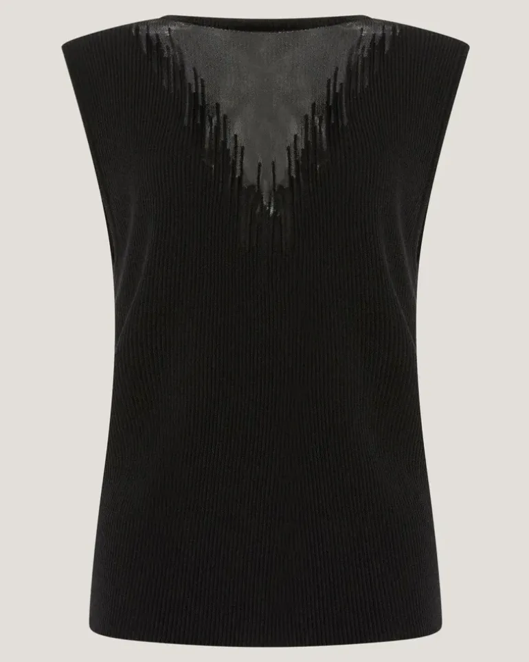 Knit top with see-through detail Black