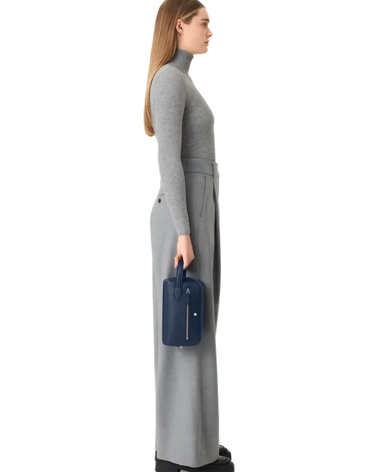 Kosmetik-Clutch aus Sartorial Leder - Tintenblau - MB131720 - Kulturtaschen