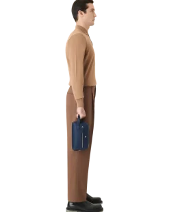 Kosmetik-Clutch aus Sartorial Leder - Tintenblau - MB131720 - Kulturtaschen