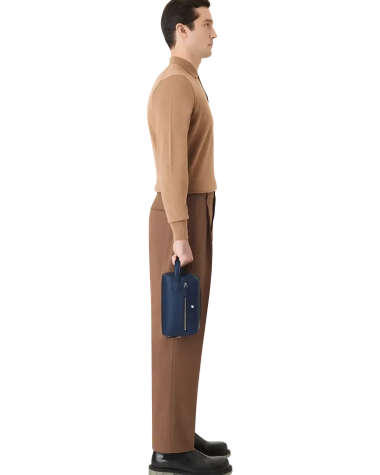 Kosmetik-Clutch aus Sartorial Leder - Tintenblau - MB131720 - Kulturtaschen
