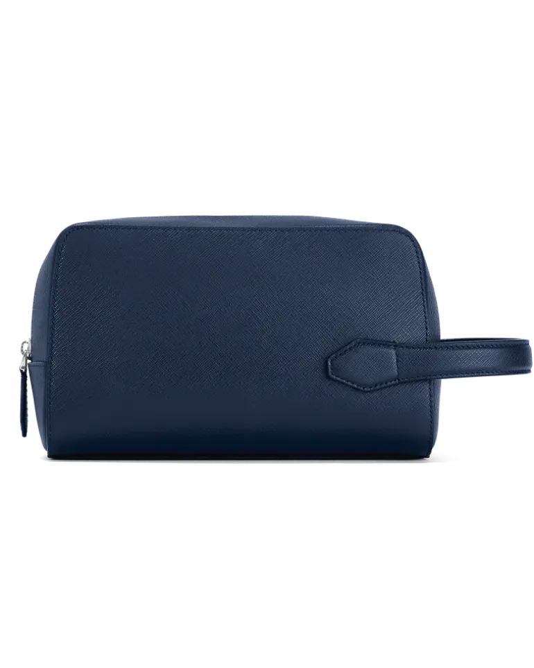 Kosmetik-Clutch aus Sartorial Leder - Tintenblau - MB131720 - Kulturtaschen