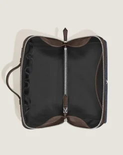 Kosmetiktasche aus 4810 Denim - Blau - Stoff und Leder - MB221502 - Kulturtaschen