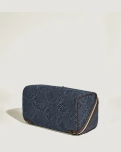 Kosmetiktasche aus 4810 Denim - Blau - Stoff und Leder - MB221502 - Kulturtaschen