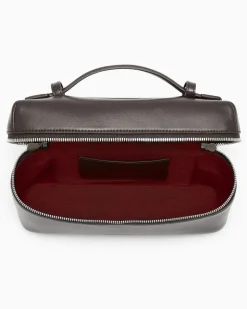 Kosmetiktasche aus weichem Leder mit Futter aus Baumwolle Braun