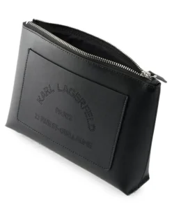 Kosmetiktasche mit perforiertem Logo - Schwarz