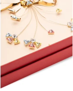 Kristallbrosche mit Schleifenform - Gold