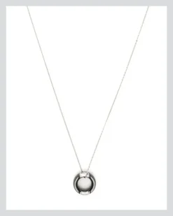 18kt White Gold D.icon Diamond Pendant Necklace Continuty Silver