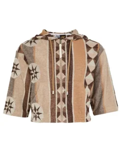 Kurzarm-Hoodie mit Reißverschluss Beige