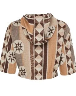 Kurzarm-Hoodie mit Reißverschluss Beige