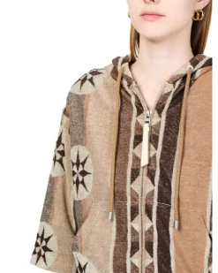 Kurzarm-Hoodie mit Reißverschluss Beige