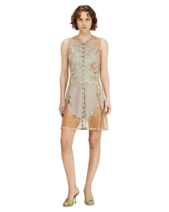 Kurzes Kleid aus bedrucktem Dévoré-Jersey - Kleider - Damen - Braun