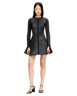 Kurzes Kleid aus marmoriertem Scuba - Kleider - Damen - Grau