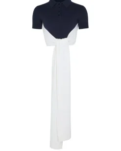 Kurzes, rückenfreies Poloshirt Navy