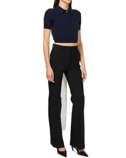 Kurzes, rückenfreies Poloshirt Navy