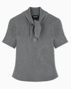Kurzärmliges Poloshirt aus Baumwollmisch-Interlock Grau
