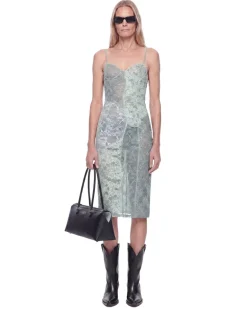 Lace Midi Slip Dress Blue