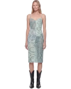 Lace Midi Slip Dress Blue