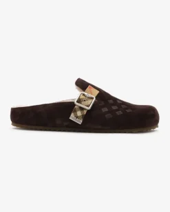 Lammfell-Clogs „Urchin“ in Check , Size Moorhen-Braun