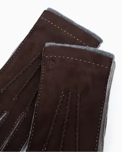Lamm-veloursleder Handschuhe mit Kaschmirfutter New Normal Braun