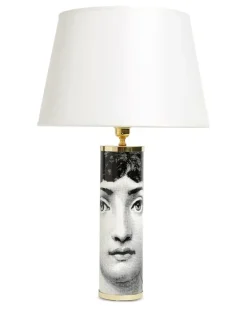Lampenfuss mit Gesicht-Motiv - Schwarz